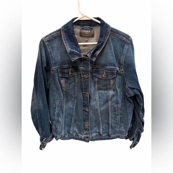 torrid Jackets & Blazers - Torrid Denim Trucker Jacket Blue Stretch Dark Wash Women’s Size 2X
